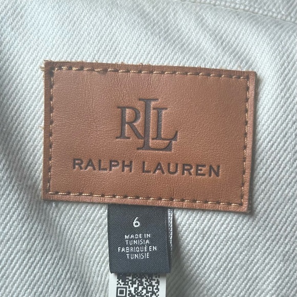 Lauren Ralph Lauren Denim Utility Shirt Dress Cream Women’s Size 6 Long Sleeve - Picture 11 of 13